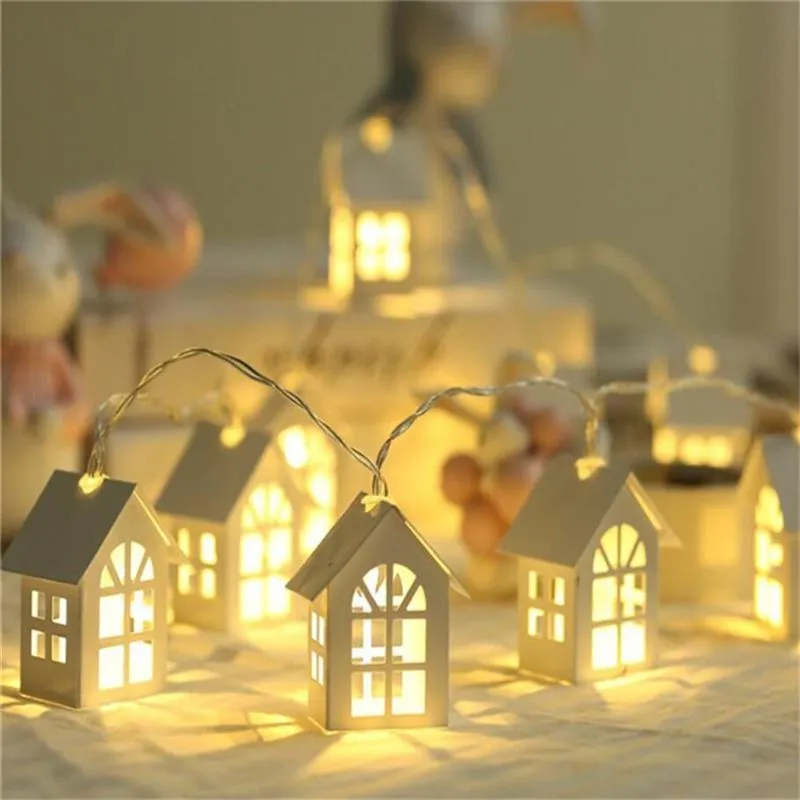 Strings Christmas String Lights Creative Small House Shape Xmas Decor Light For Home Tree Decoration NavidadLED LEDLED LED