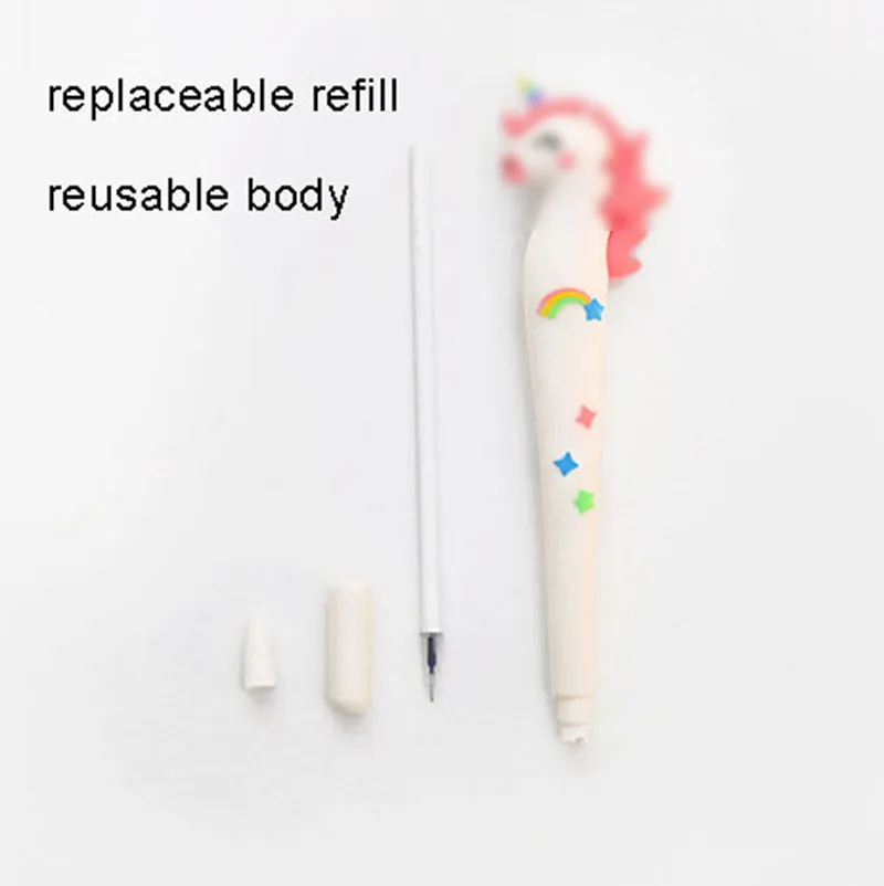 Umive 4 pezzi 0,35 mm penna gel cancellabile blu inchiostro nero penna animale cartone animato per regalo studente scuola fornure per ufficio cancelleria