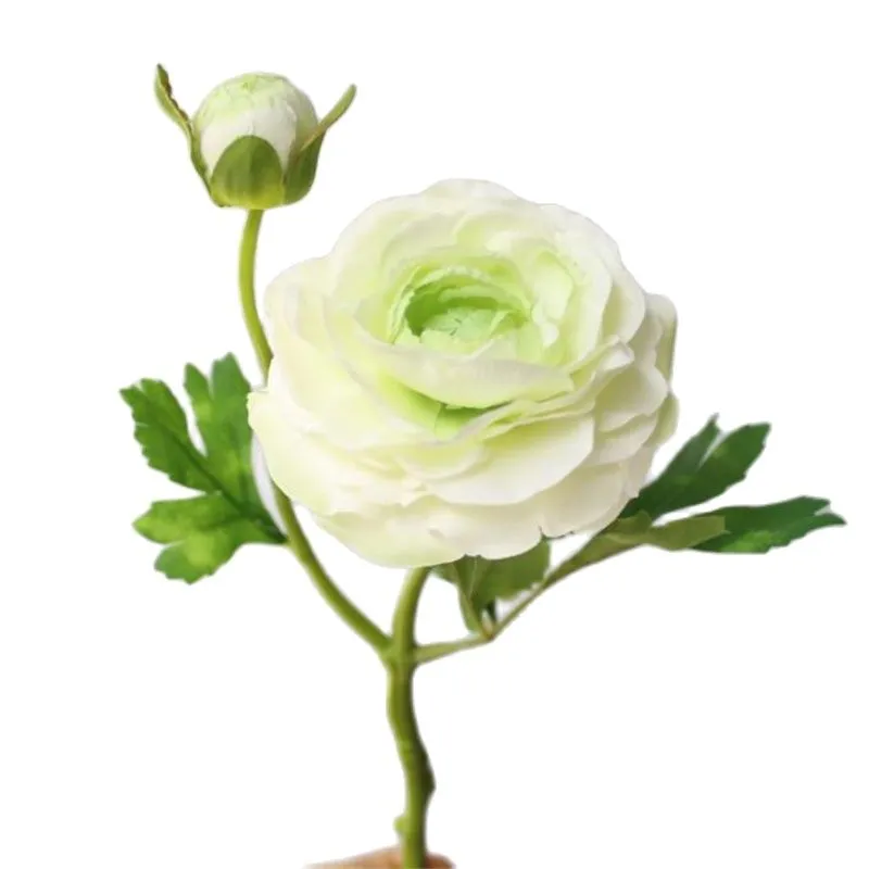 Una flor falsa de Camelia de tallo corto (2 cabezas/pieza), rosas de simulación de 13 "de largo para flores artificiales decorativas para el hogar y la boda