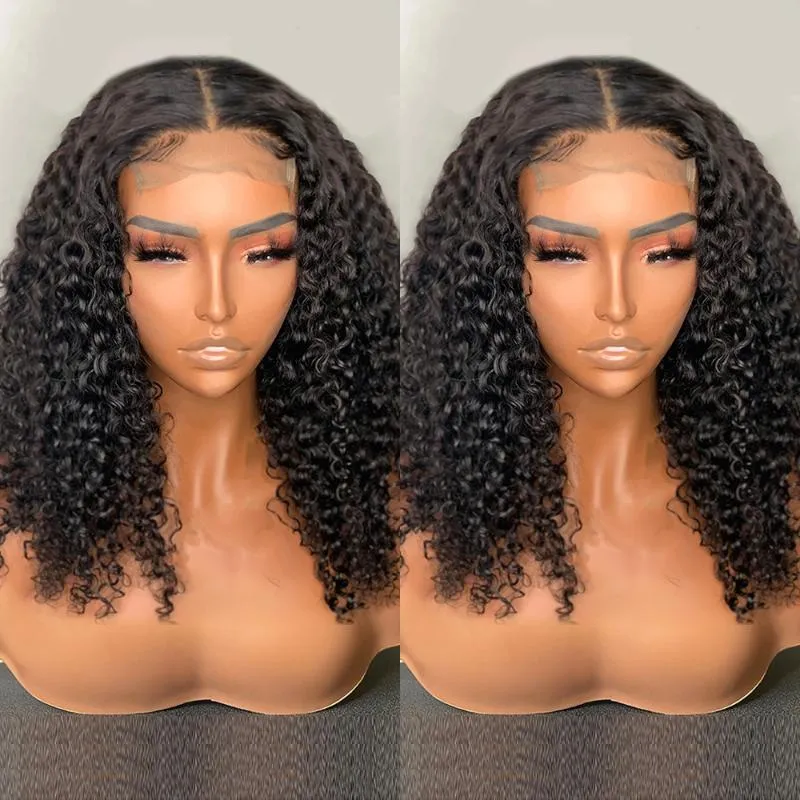 Lace Wigs 13x4 Human Hair Bob Wig Brazilian Deep Wave T Part Short Water Curly 4X4 For Black Women PrepluckedLace