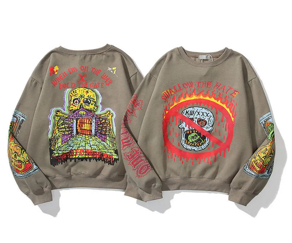 Felpa con cappuccio 2022 Uomo Donna INS High Street Skeleton Palace Felpe con cappuccio Hip-Hop Graffiti 100% cotone Coppia Felpa con cappuccio Taglia M-2XL