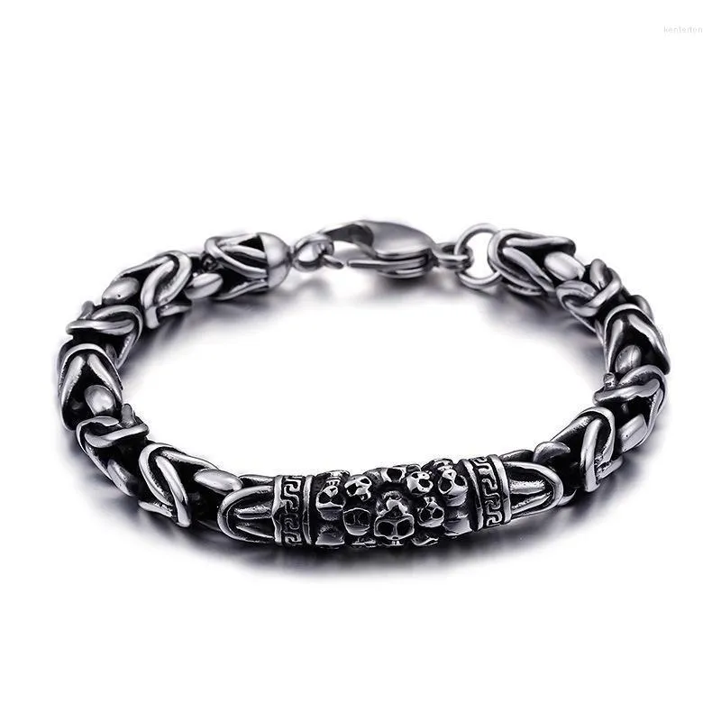 Link Chain Fashion Vintage Style Viking Bracelet Wrist Silver Color Charm Skull For Men Jewelry Kent22