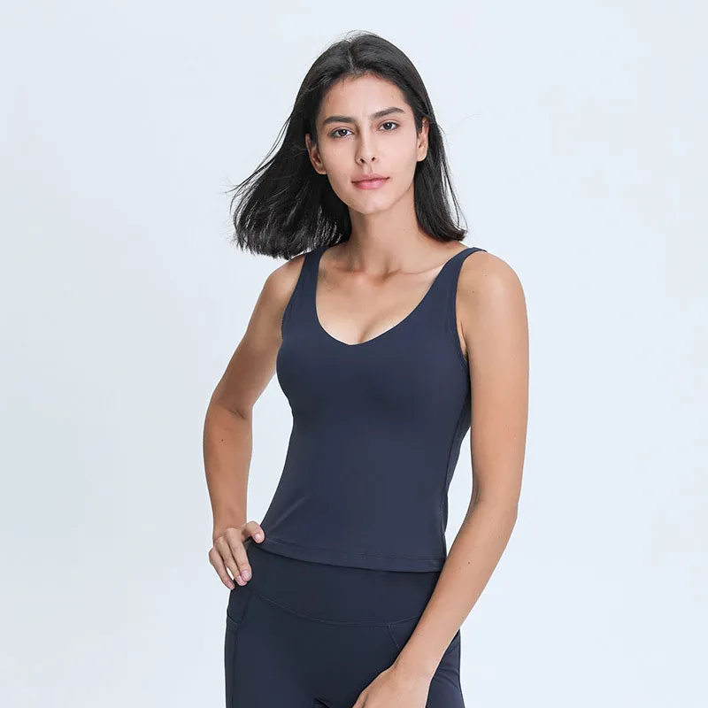 Lu Lu Lemons Tank Neck V Top pour les séances d'entraînement de yoga