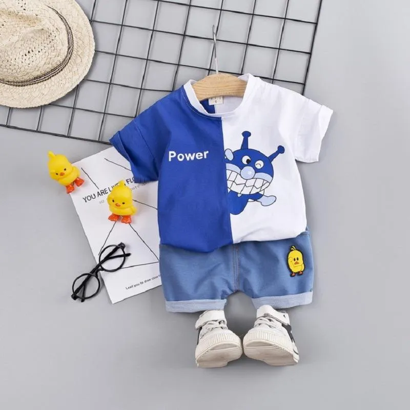 2pcs Baby Boy All Over Cartoon Animals Print Short-sleeve Tee and Shorts Set