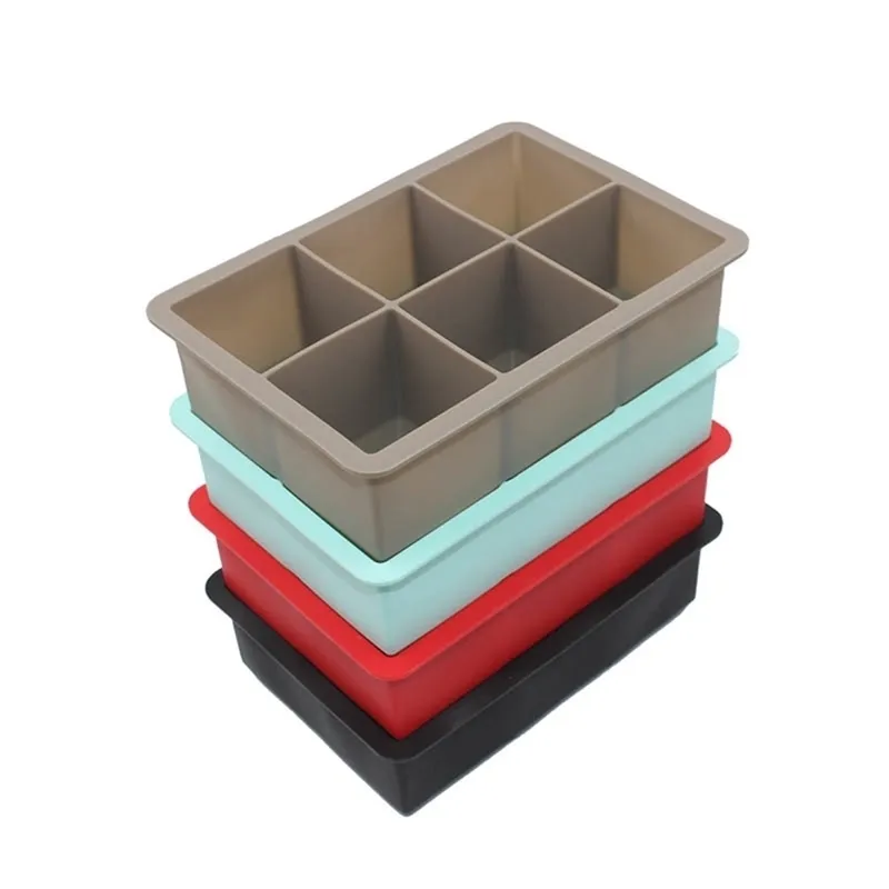 Qualité alimentaire 16.5x11.5x5 cm forme carrée moule fruit cube fabricant 6 treillis bac à glace barre accessoires de cuisine Silicone 220611