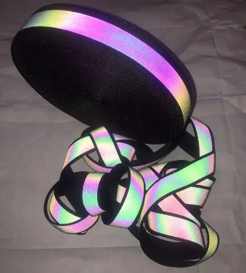2cm/2,5 cm/5 cm Segnale di traffico Rainbow Polyester Riflettente Cucitura magica Cucitura su abbigliamento