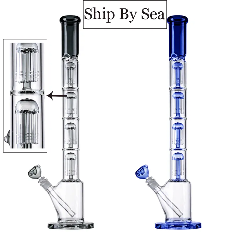 Schip voor zee zwart blauwe waterpijppakjes grote bong 4 lagen perc 6 armbomen dab olieligingen hoge bongs 5 ​​mm dik met bwol diffuse downstem wp21101