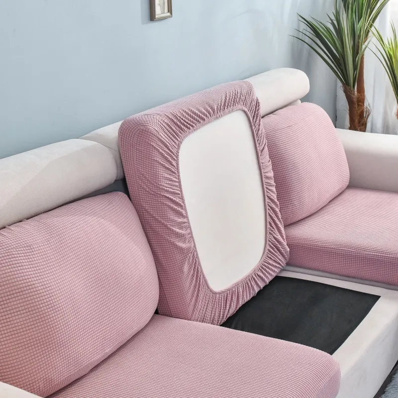 Velvet Plush L -formad soffa kuddeöverdrag för vardagsrum elastiska möbler soffan slipcover chaise longue soffa säte täcker sträcka 0624