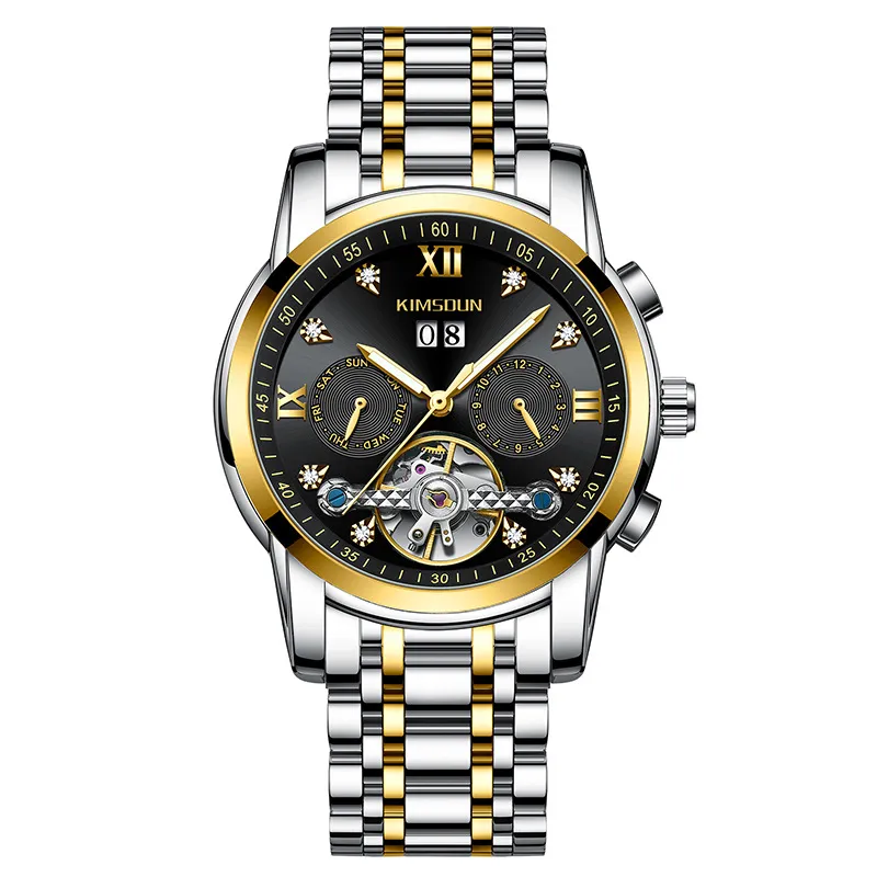 Inkrustowane diamenty Tourbillon Hollow Out Automatyczne mechaniczne zegarek Waterproof Watch Watch Explosion Gift E4