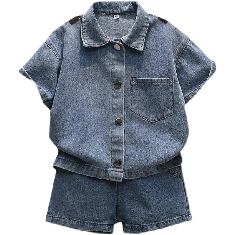 Комплекты одежды Baby Boy Summer Gentleman Suits Demin Short Shorts 2pcs детская одежда для мальчиков, дети, установленные 2-10 лет