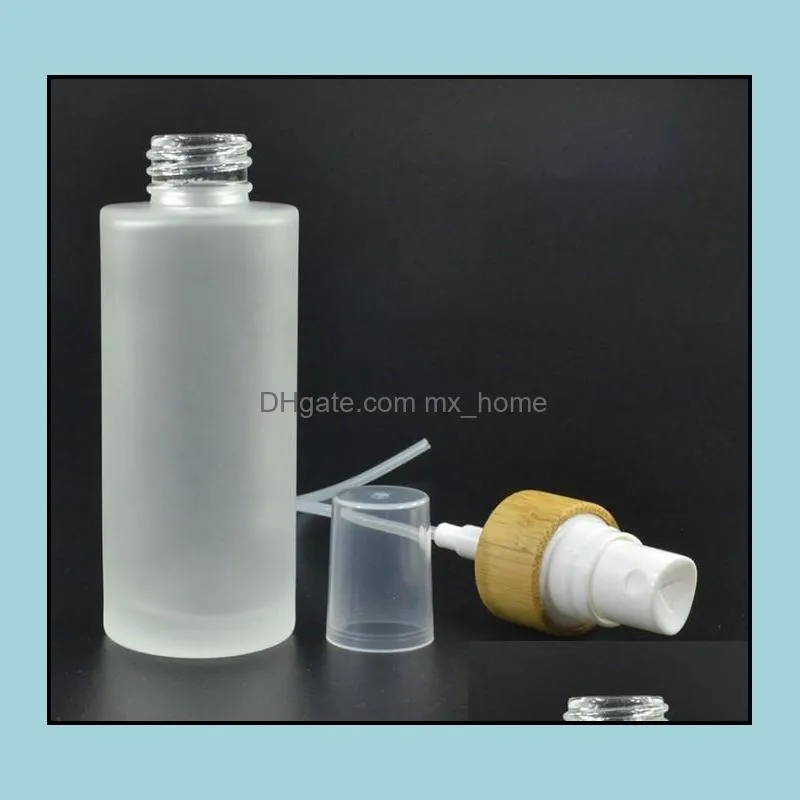 50ml Frosted Clear Glass Bottle with Bamboo Lid Cap Frosted Perfume Bottle bamboo spray cosmetic bottle