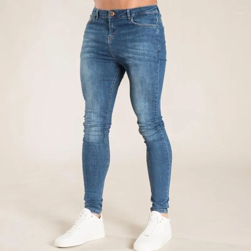 Jeans para hombres Richkeda Store elástica de la cintura flaca