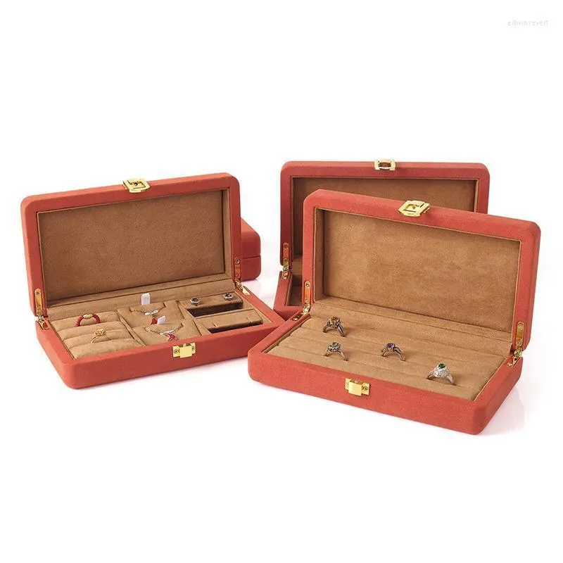 Pochettes à bijoux sacs produit en cuir Pu boîte de rangement Portable pour collier bague pendentif Bracelet vitrine de bijoux Orange Edwi22
