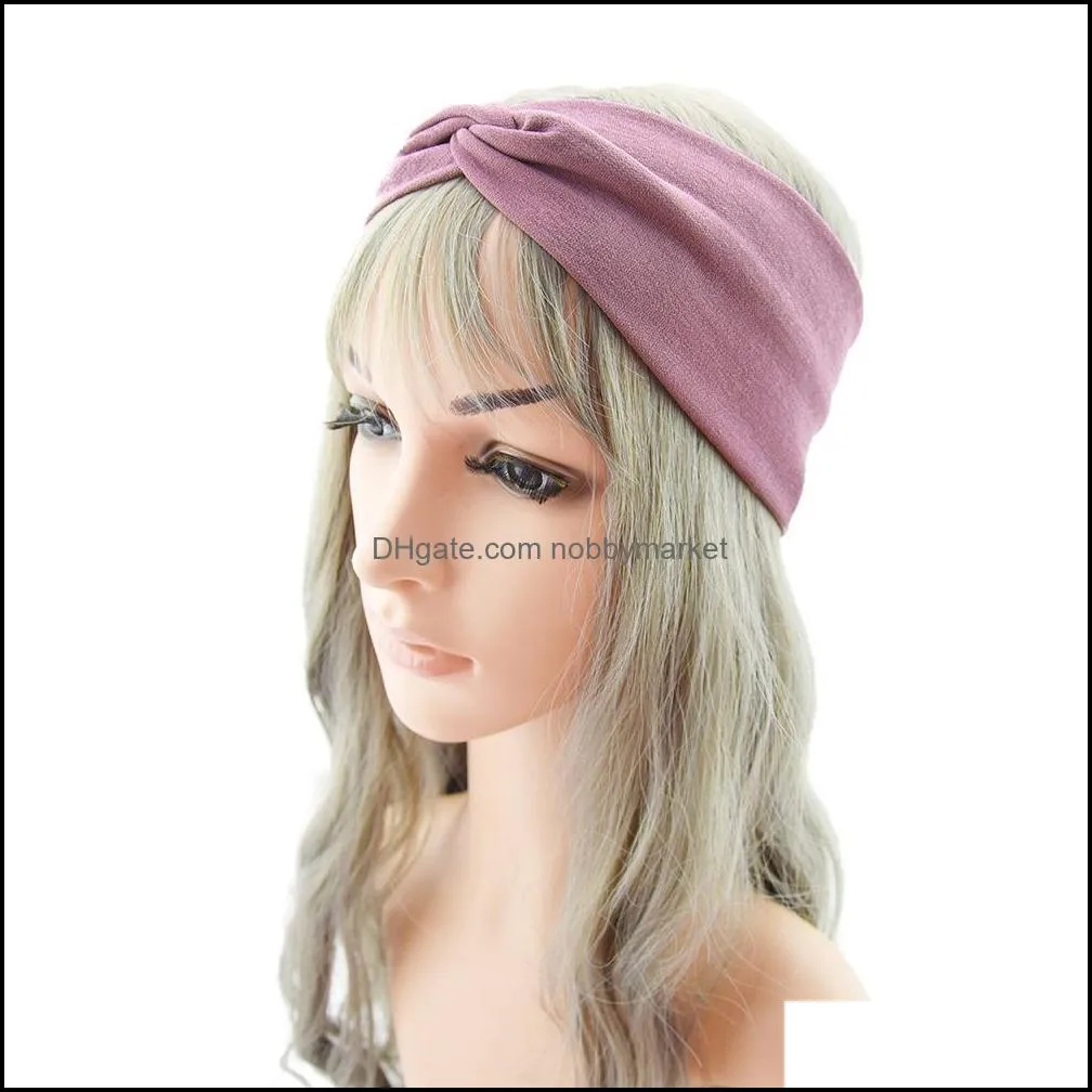 Comfortable Breathable Women Yoga Hairband Solid Color Cross Knotted Elastic Headband Girls Headwear Photography Props