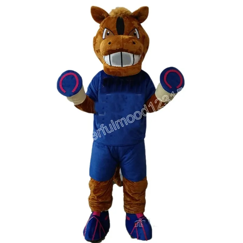 Weihnachtssportpferd Kostüm Maskottchen Kostüme Hochwertiges Cartoon -Charakter -Outfit -Anzug Halloween Outdoor Themenparty Erwachsene Unisex Kleid