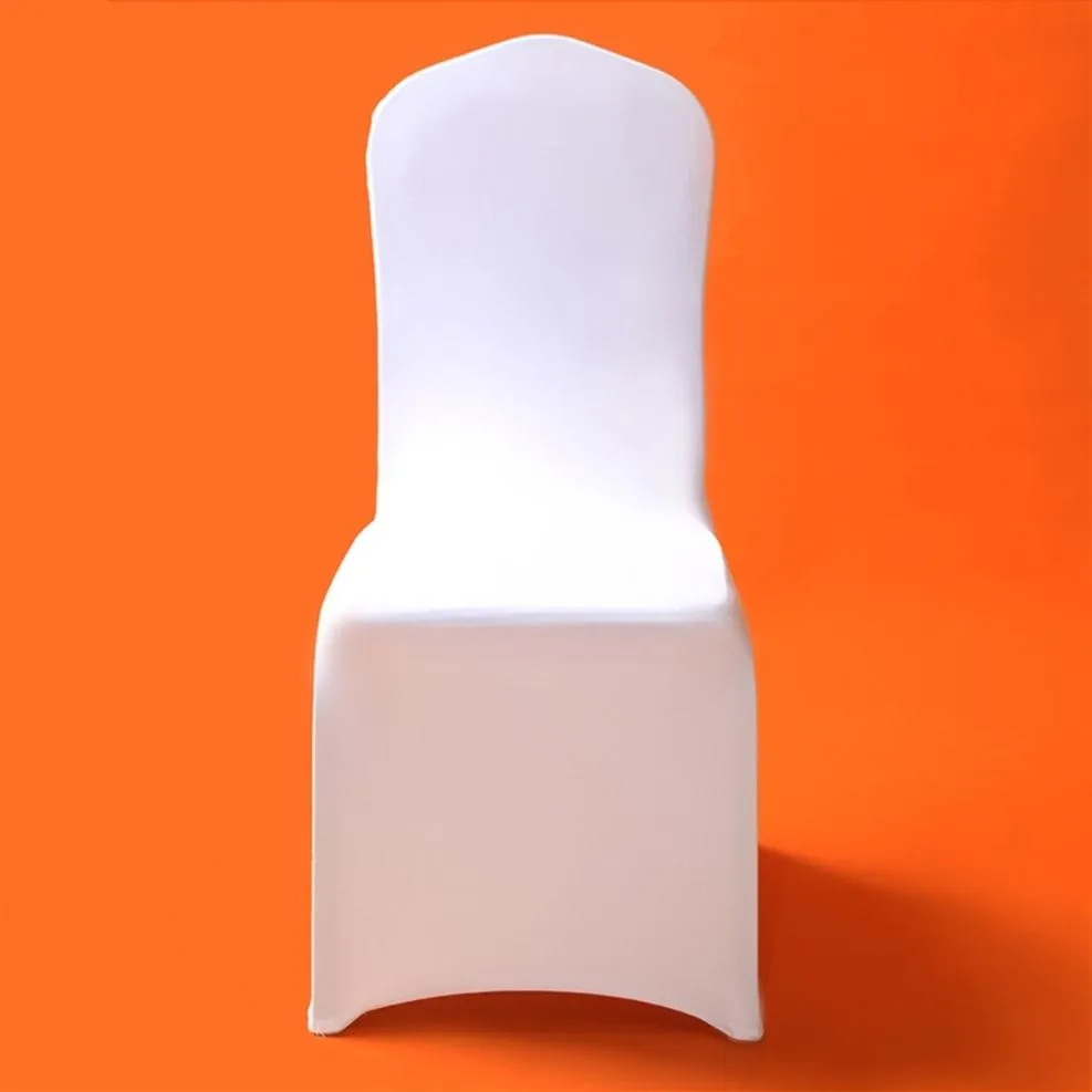 50 100pcs Universal White Stretch Polyester Lycra Chair couvre le spandex pour les mariages Banquet El Office Dining Office T189B