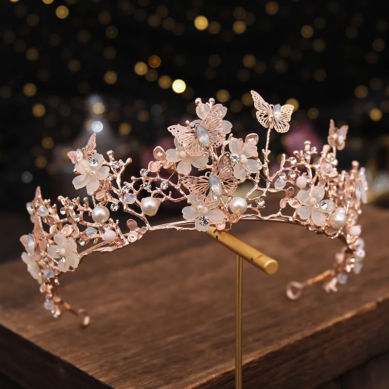 Tiara Bridal Headpiece: Gold Silver Flower Crown With