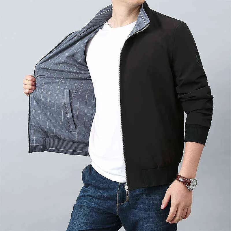 Spring Stand Collar Fashion Casual Reversible Zipper Solid Color Loose Business Jacket Men Windbreaker L220706