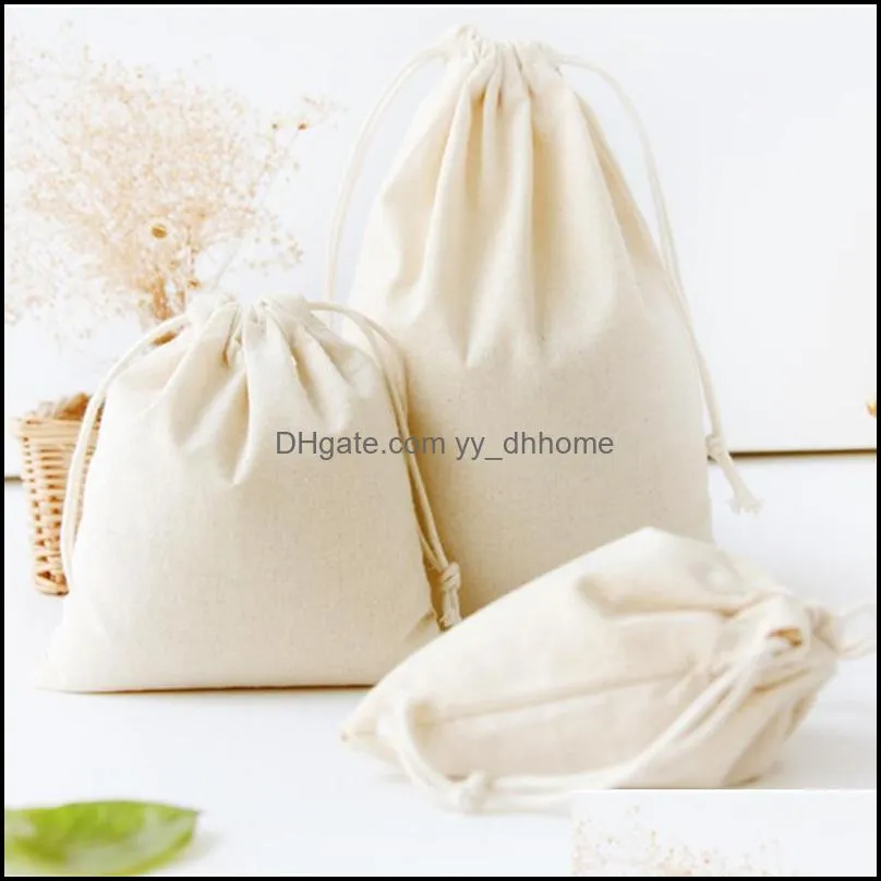 DIY Travel Cotton Linen Drawstring Storage Sundries Small Beam Rope Pouches Handmade Candy Gift Bag Kids Toys Organizer