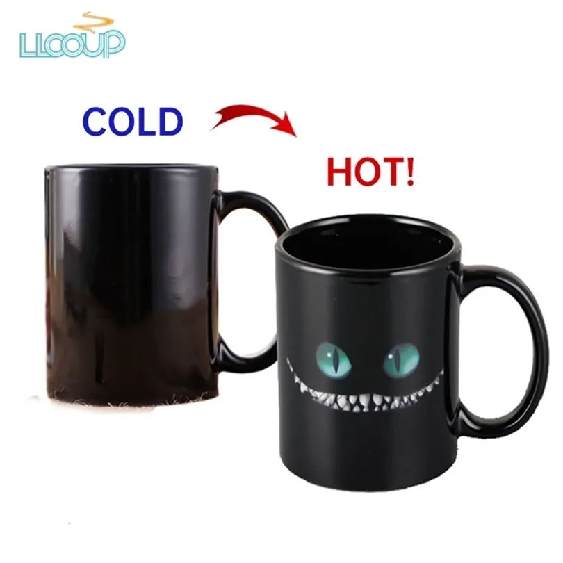 Cute Devil Cup Hot Reaction Coffee Cup 330ml Creative Color Changing Ceramic Magic Tea Milk Coffee Mug Funny Gift To Friends 210409