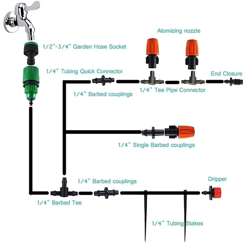 New 10m 33FT Outdoor Garden Patio Misting Cooling System Plastic Mist Nozzle T200530