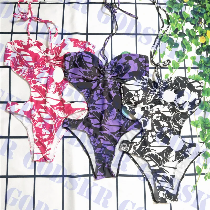 Charm Ladies Bikini Bathing Suit Flower Print Swimwear Womens Bikinis Sexy Tube Top Swimsuit For Women