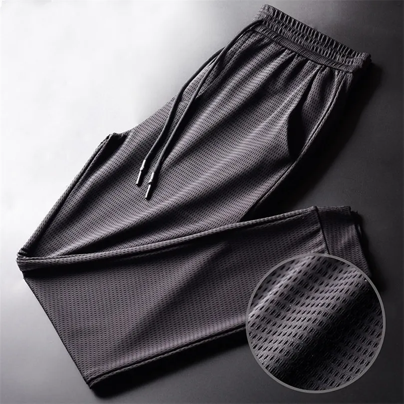 Hommes été glace soie pantalon maille respirant hommes décontracté mince pantalon sport mince pantalon pantalon ample 220704