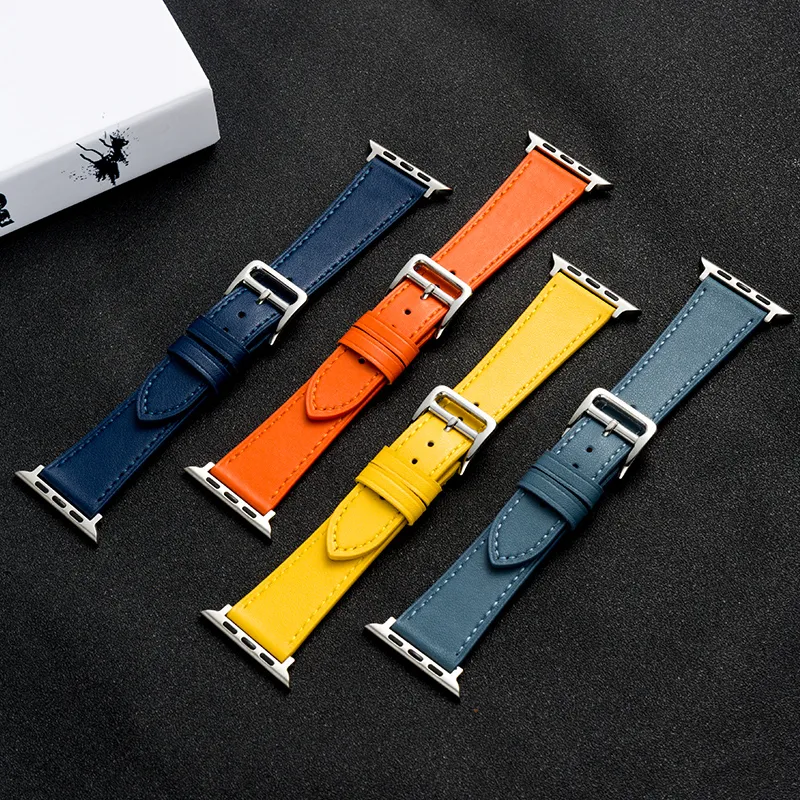 Presa di fabbrica per cinturini per orologi Apple Cinturino in pelle per affari Uomo Donna Universale Serie iwatch 6 5 4 3 2 Nero Bianco Arancione Giallo Blu 38 40 41 42 44 45mm