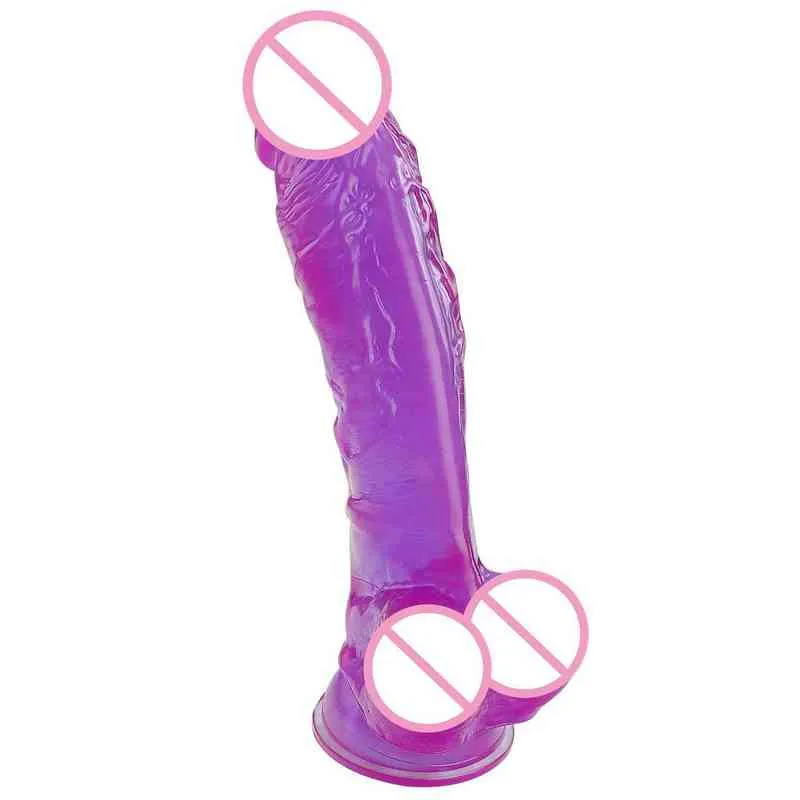 Nxy Dildos Purple Crystal Large Penis Sucker Stud Female Masturbation Inverted Model Lala Fun Toy 0316