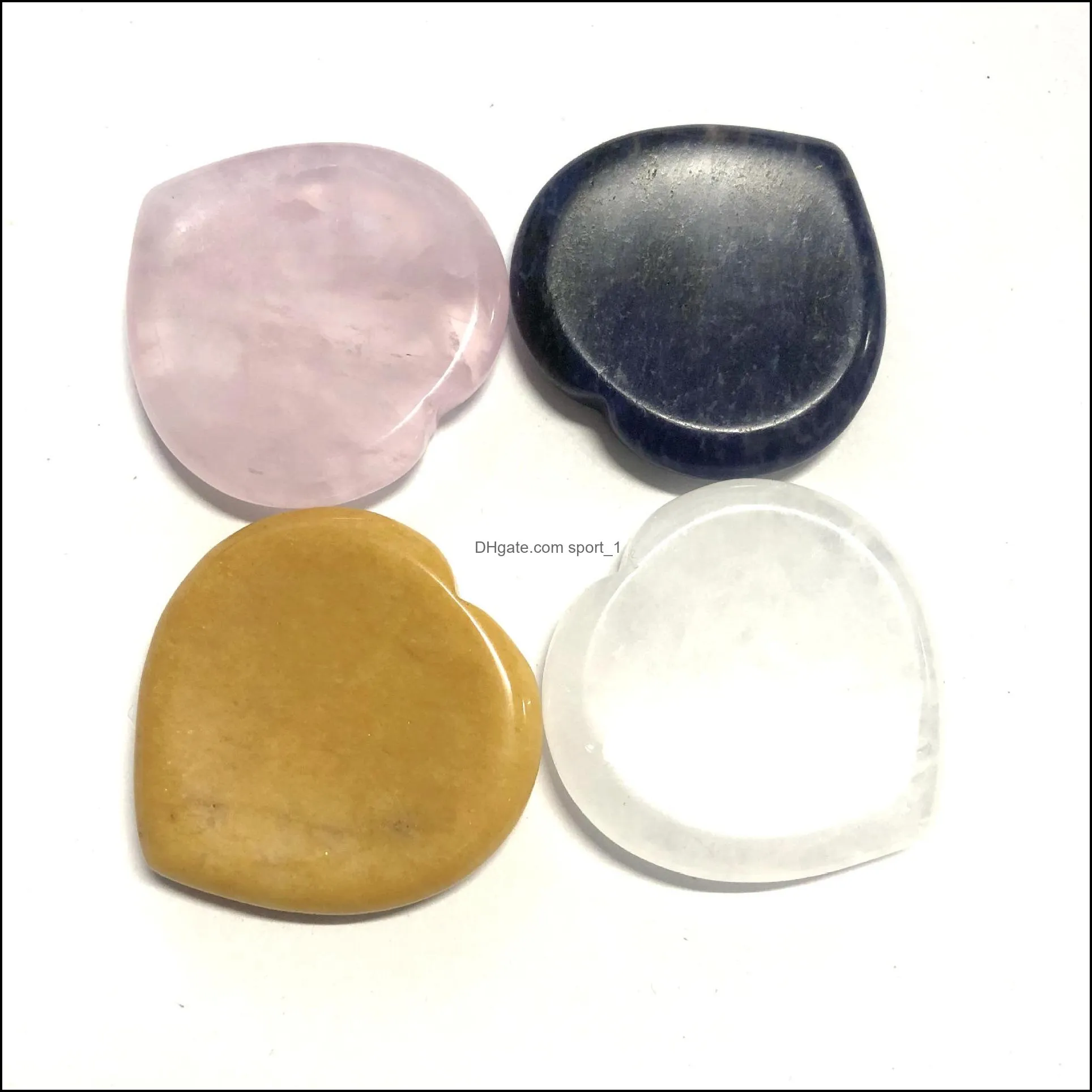 40*7mm heart worry stone thumb gemstone natural healing crystals therapy reiki treatment spiritual minerals massage palm gem