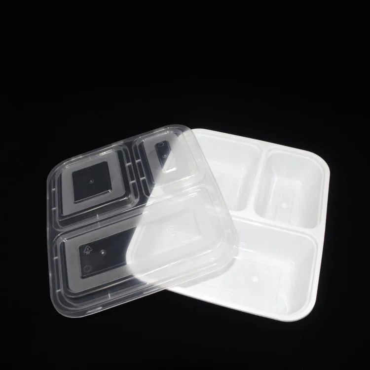 Cheapest !!! US AU Microwave ECO-friendly Food Containers 3 Compartment Disposable lunch bento box black Meal Prep 1000ml DH8585