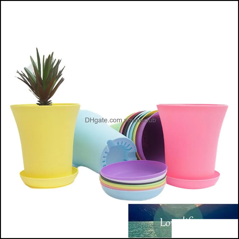 20pcs Succulent Plant Pot Saucer Round Plastic Tray Flowerpot Water Plate for Garden Balcony (Random Color)