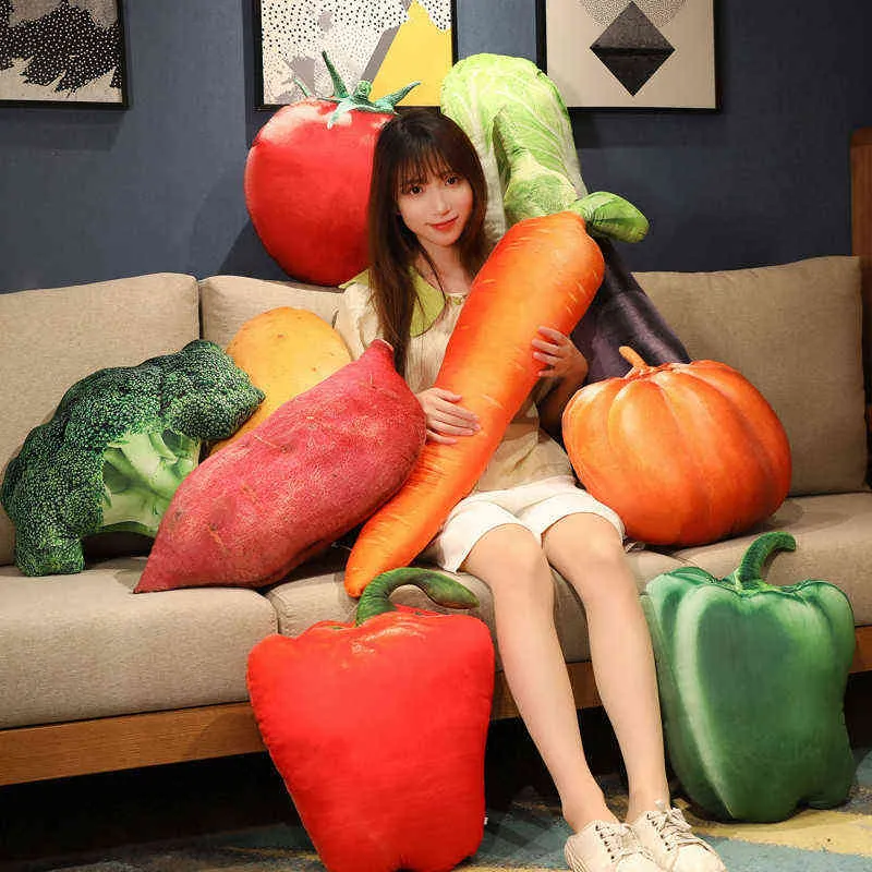 Like Real Vegetables Plush Pillow Both Sides Images Potato Tomato Pepper Eggplant Food Sofa Chair Decorate Seat Cushion Hanmolf J220704