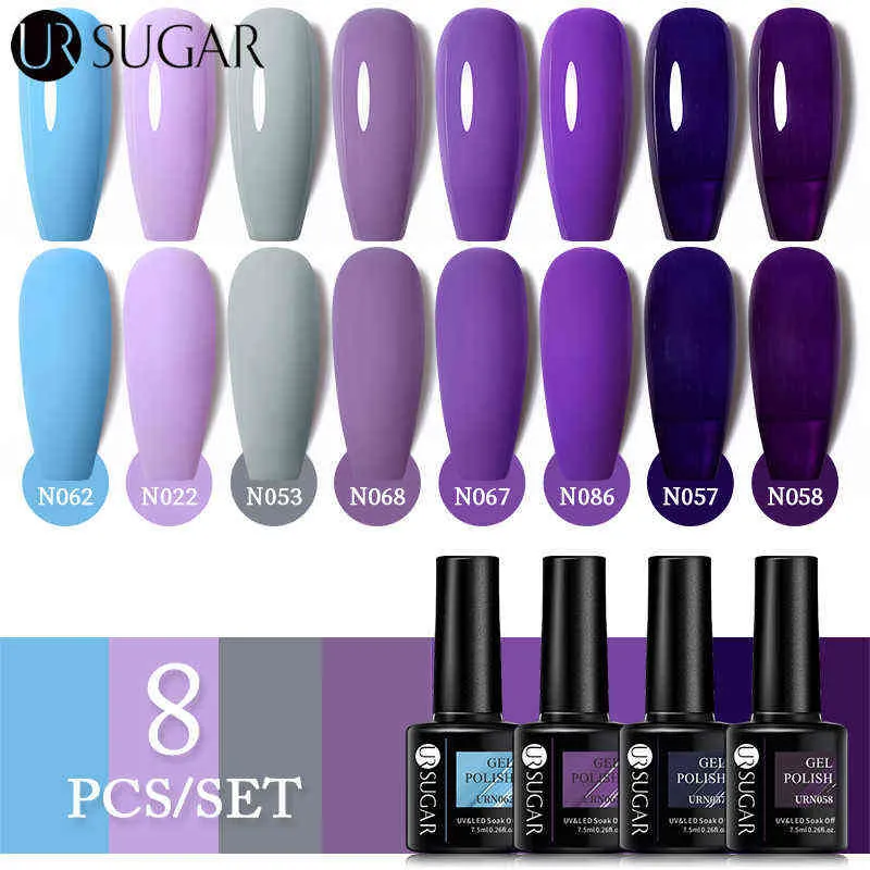 NXY Nail Gel Polish Set Lila Naken Söt av UV-lacker för manikyr Behöver det härdad bas toppkit 0328