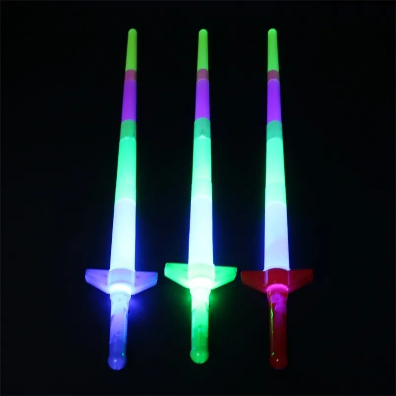 Regenbogen-Laserschwert, ausziehbar, leuchtende Spielzeuge, blinkende Zauberstäbe, LED-Sticks, Party 220809