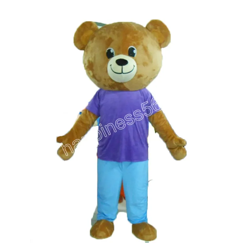 Purple Bear Mascot Costume Cotton Broadcloth Full Sleeve Unisex Adult ...