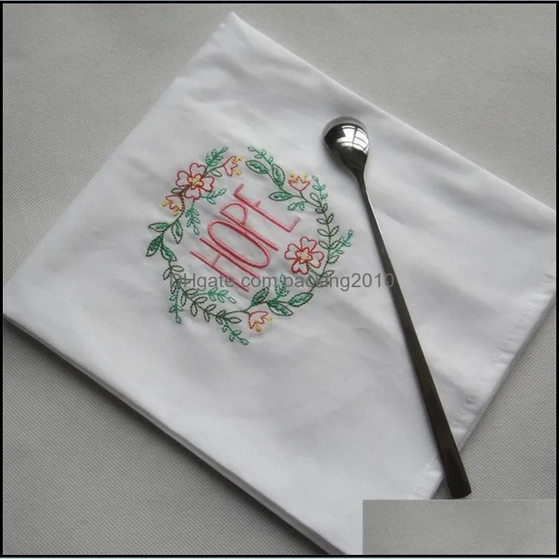 High Grade Napkin Home Furnishing Fabric Art Dinner Cloth Embroider Water Uptake Soft Texture Cup Towel Eco Friendly