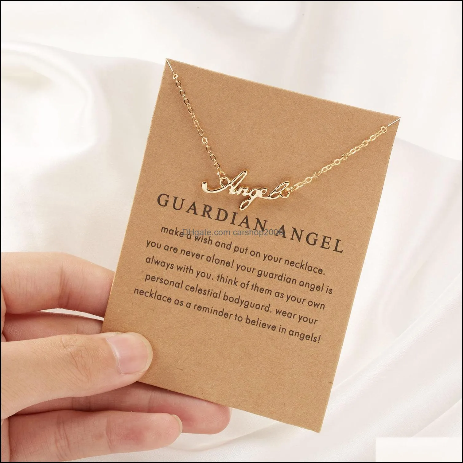 Lotus Butterfly Pearl Letter Pendant Necklace Wish Card Women Clavicle Chain Wedding Lover Female Jewelry Accessory
