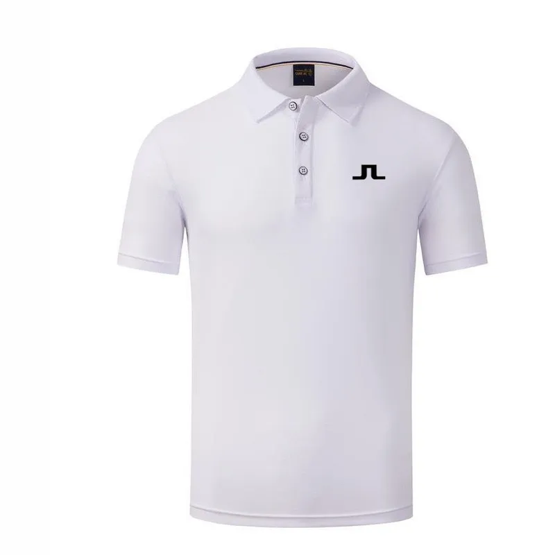 Camisa Polo Masculina de Marca Carta Estampada Golfe Negócios Casual Cor Sólida Top Manga Curta 220712