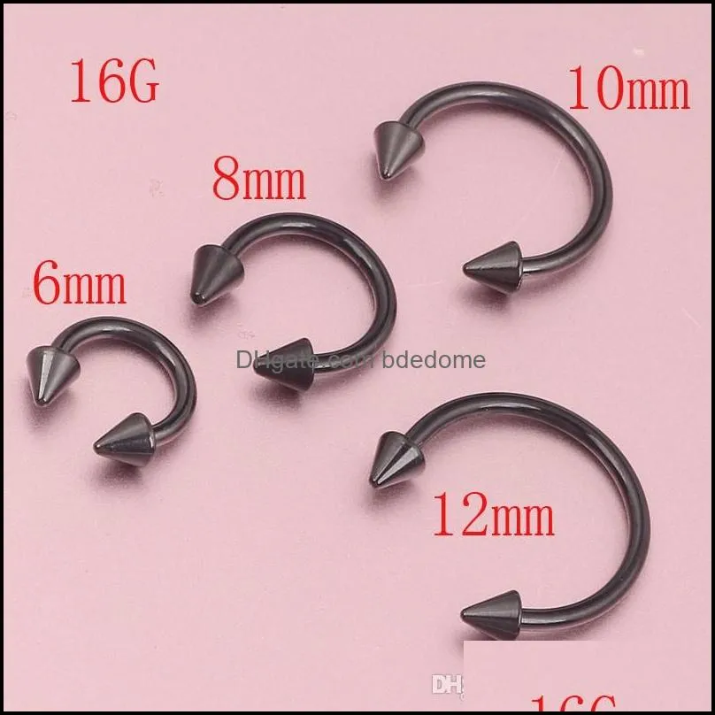 black silver cone horseshoe bar piercing body jewelry nose hoop nose ring 100pcs/lot eyebrow bar lip labret jewelry255g