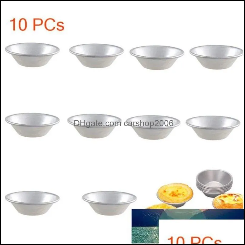 Aluminum Alloy Egg Tart Molds Round Shape Cupcake Mini Pie Baking Molds Reusable Muffin Baking Cups Cake Cookie Bakeware 10pcs