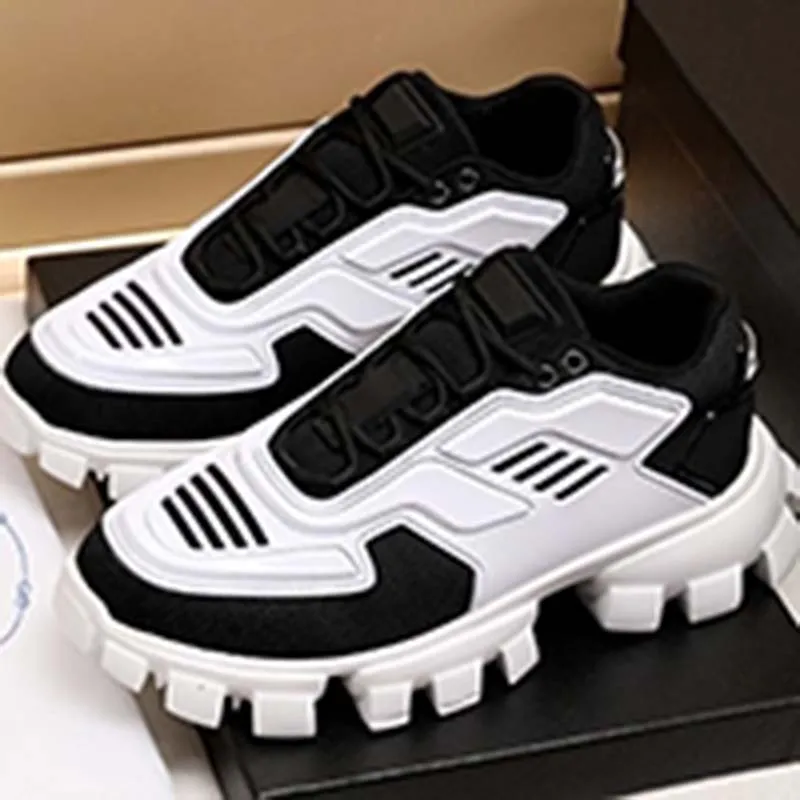 Desinger Casual Shoes Thunder Sneakers Mulher Mulher Alta Plataforma 3D Trainer Prads Knit Fabric Camouflage Series Rubber Outdoor Sapato D55