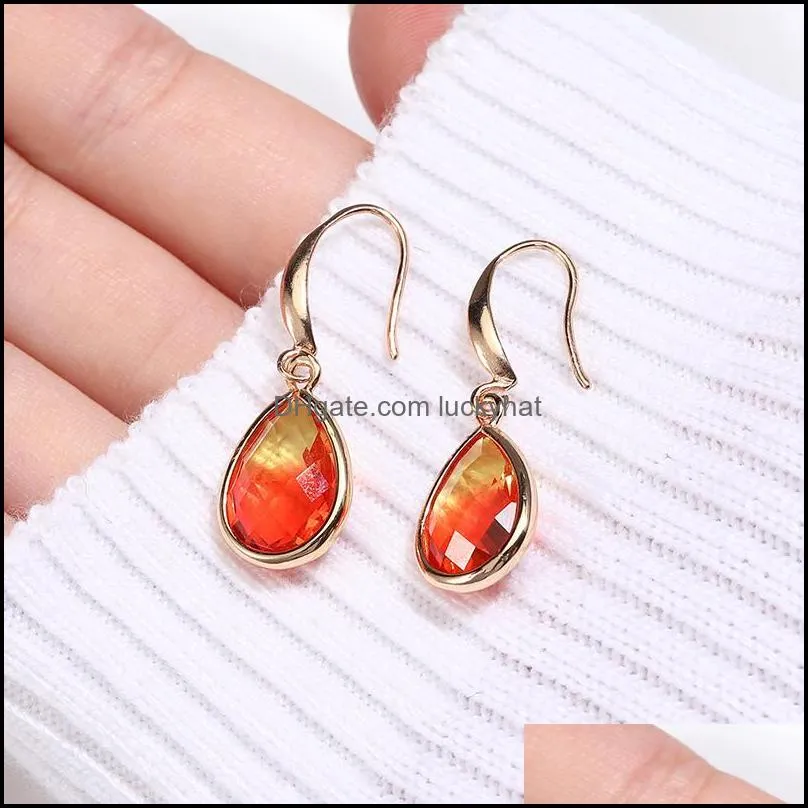 2020 trendy teardrop glass crystal dangle earrings gold color waterdrop long earring for women girls fashion jewelry-z