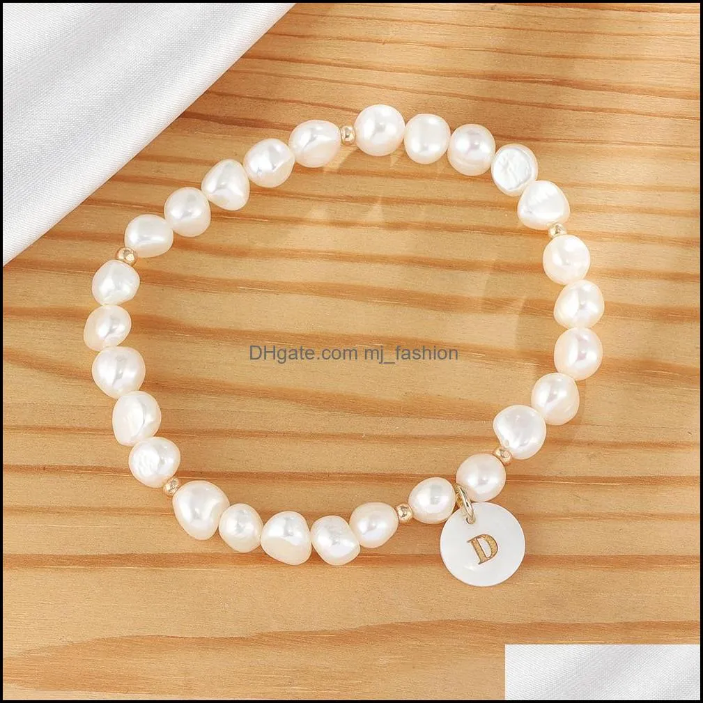 free dhl fashion letter bracelet adjustable simple handmade pearl chain bangle 26 english word bracelets q344fz