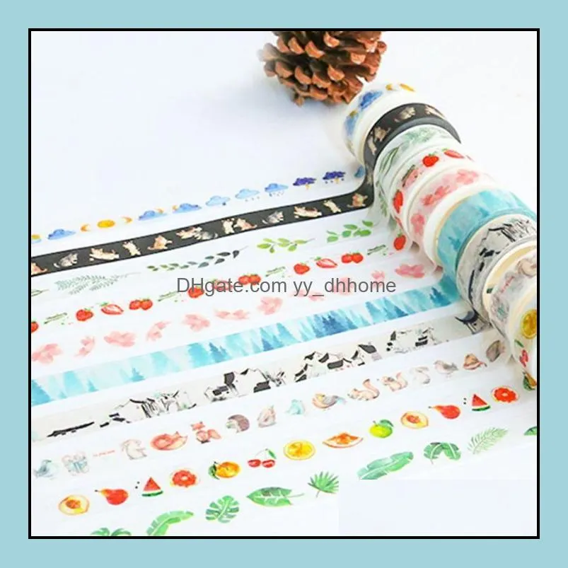 new 7m*15mm diy vintage decorative adhesive tape flower masking washi tape for home decoration diary sn2488