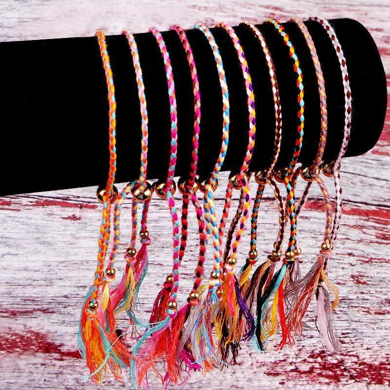 Bracelets de charme corda multicolorida Branga de pulseira de contas de trança artesanal para homens homens étnicos ajustáveis ​​unissex jóias de joias de joias INTE22