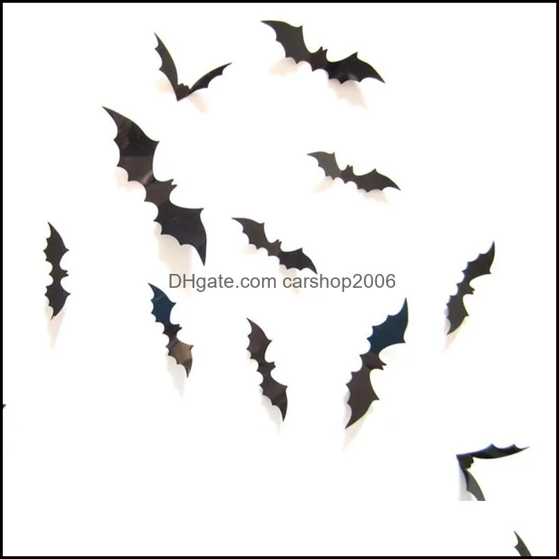벽 스티커 홈 장식 정원 3- 시션 PVC 12PCS 검은 박쥐 나비 할로윈 어린이 DHQL1