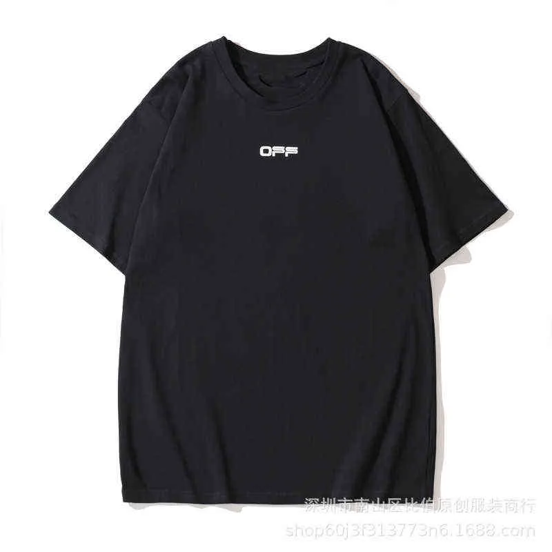 Factory Direct verkoopontwerper Nieuw merk Korte mouw Groothandel Fashion Off Black White Line Printed OW T-shirt voor mannen Women