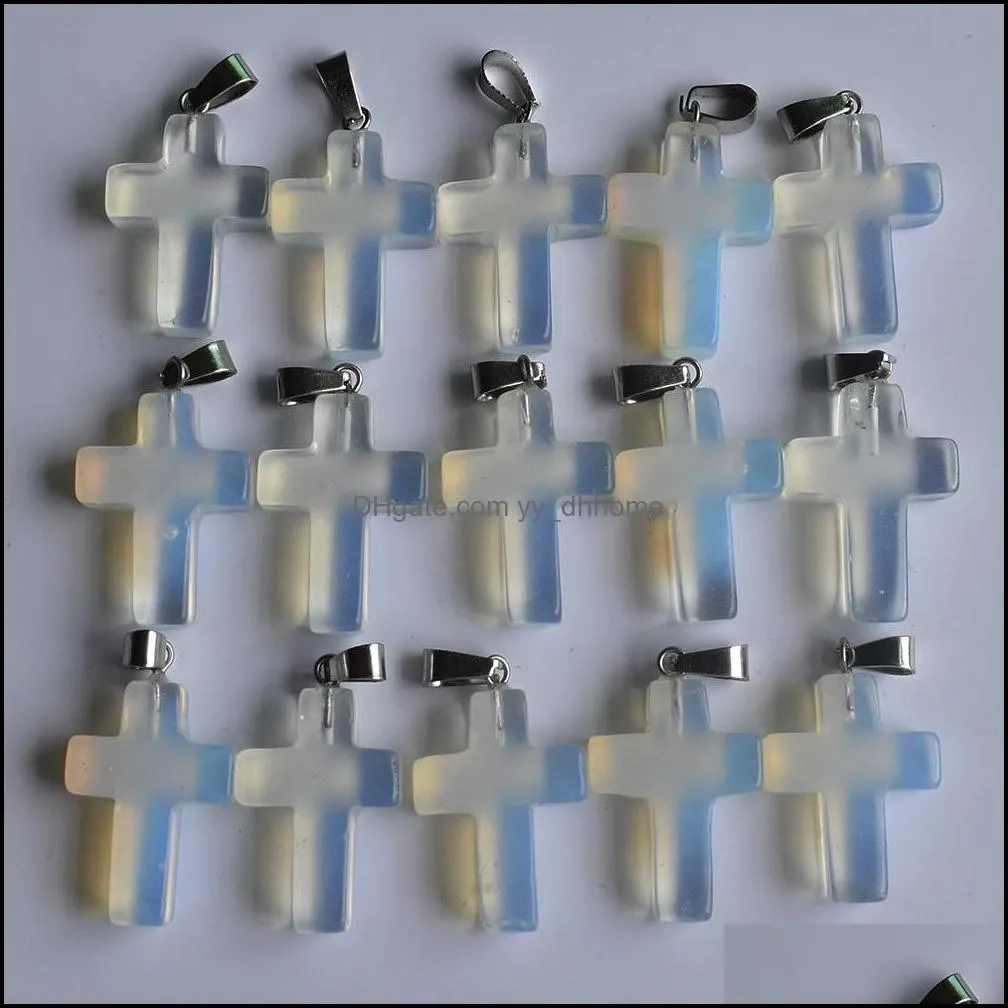 natural stone hexagonal prism water drop cross heart opal healing pendants charms diy necklace jewelry accessories making