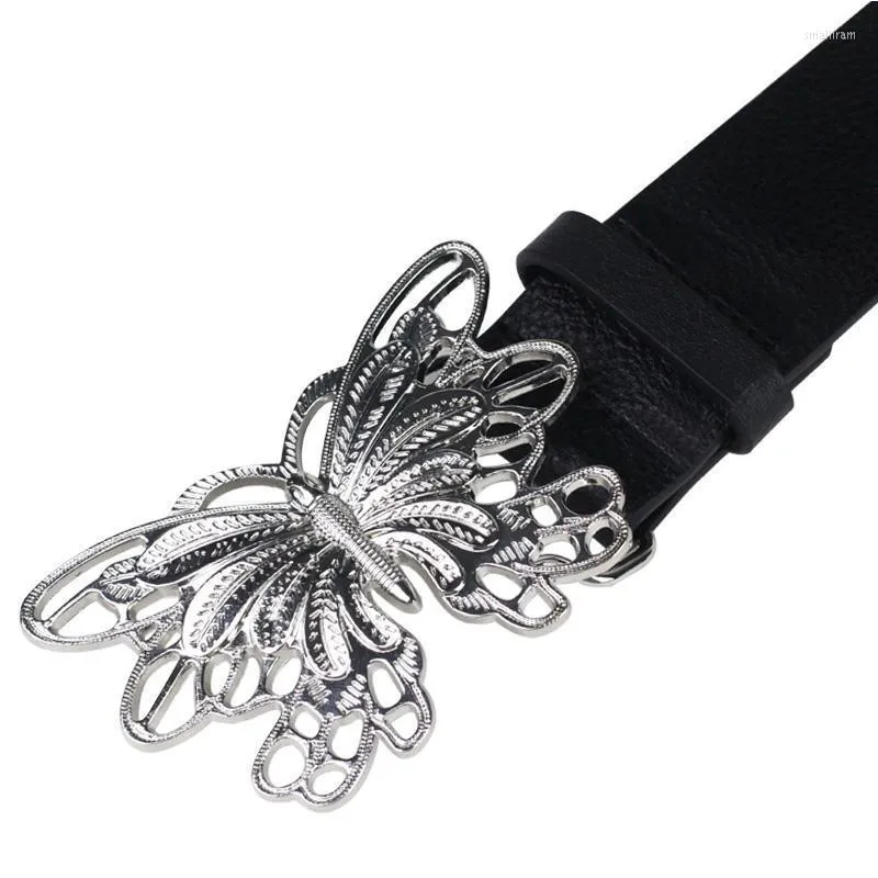 Ceintures de mode Pu Belt For Women Designer Brand Metal Butterfly Boucle Bouchette Jean Femme Robe Pantal